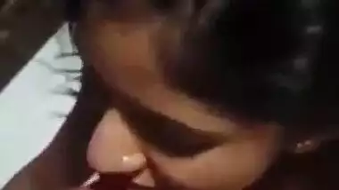 Indian GF sucking dick of her lover in a hotel room