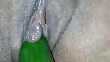 Horny desi wife masturbate with green cucumber